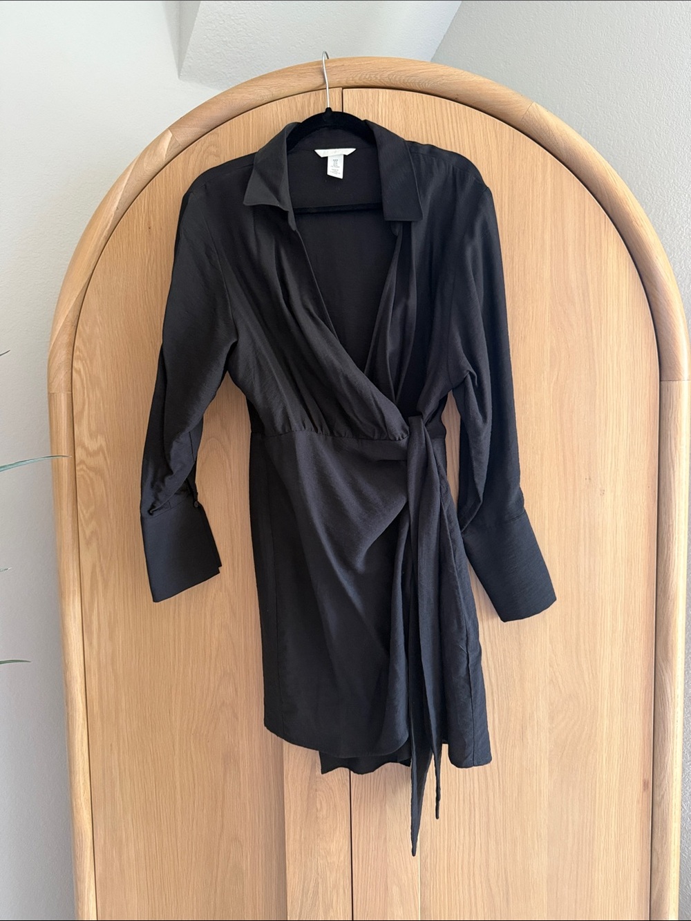 H&M Black Long-Sleeve Wrap Mini Dress